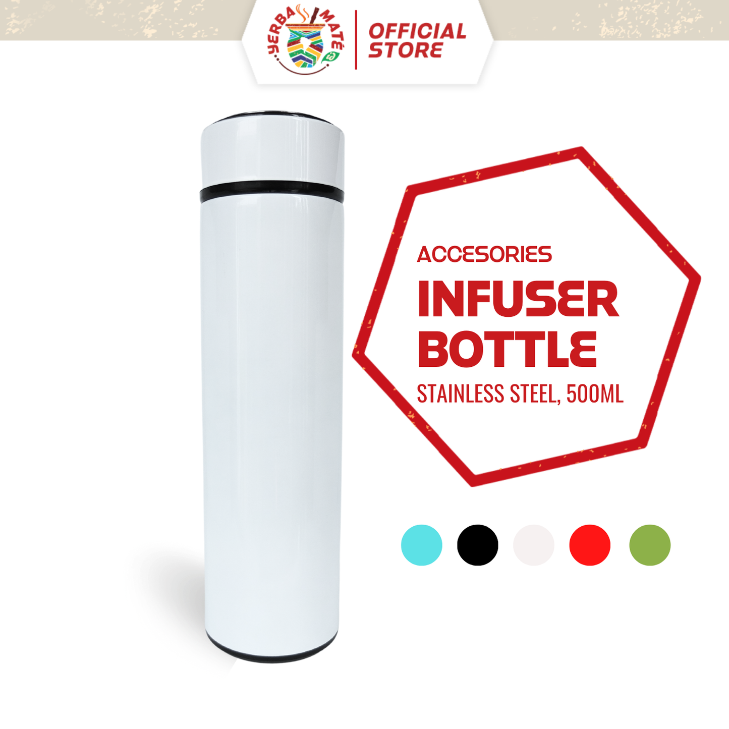 Yerba Mate Infuser Bottle - Stainless steel - Red