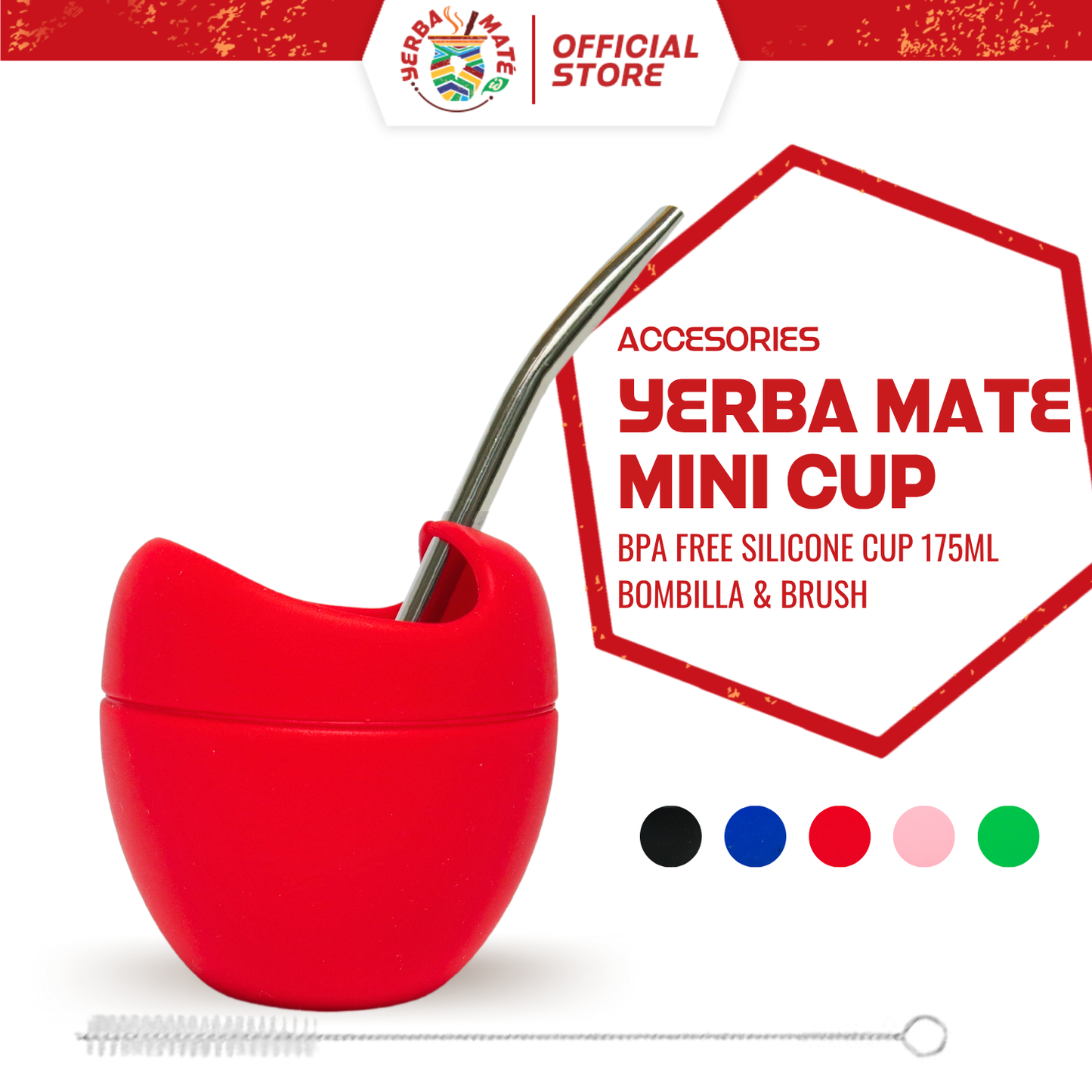 Silicone Yerba Mate Mini Cup with Bombilla Straw and Brush