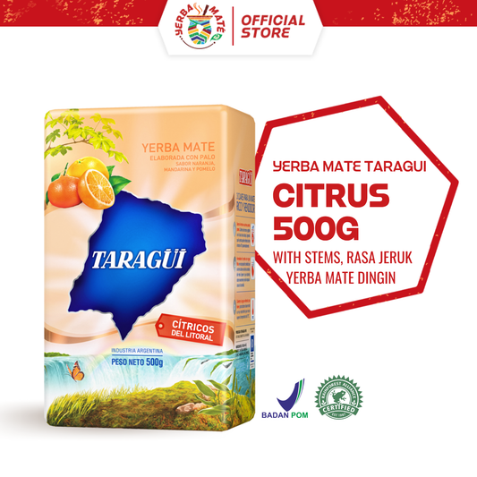 Taragui Yerba Mate Citrus with stems 500g | Teh Botanikal Yerba Mate dengan Rasa Jeruk Argentina