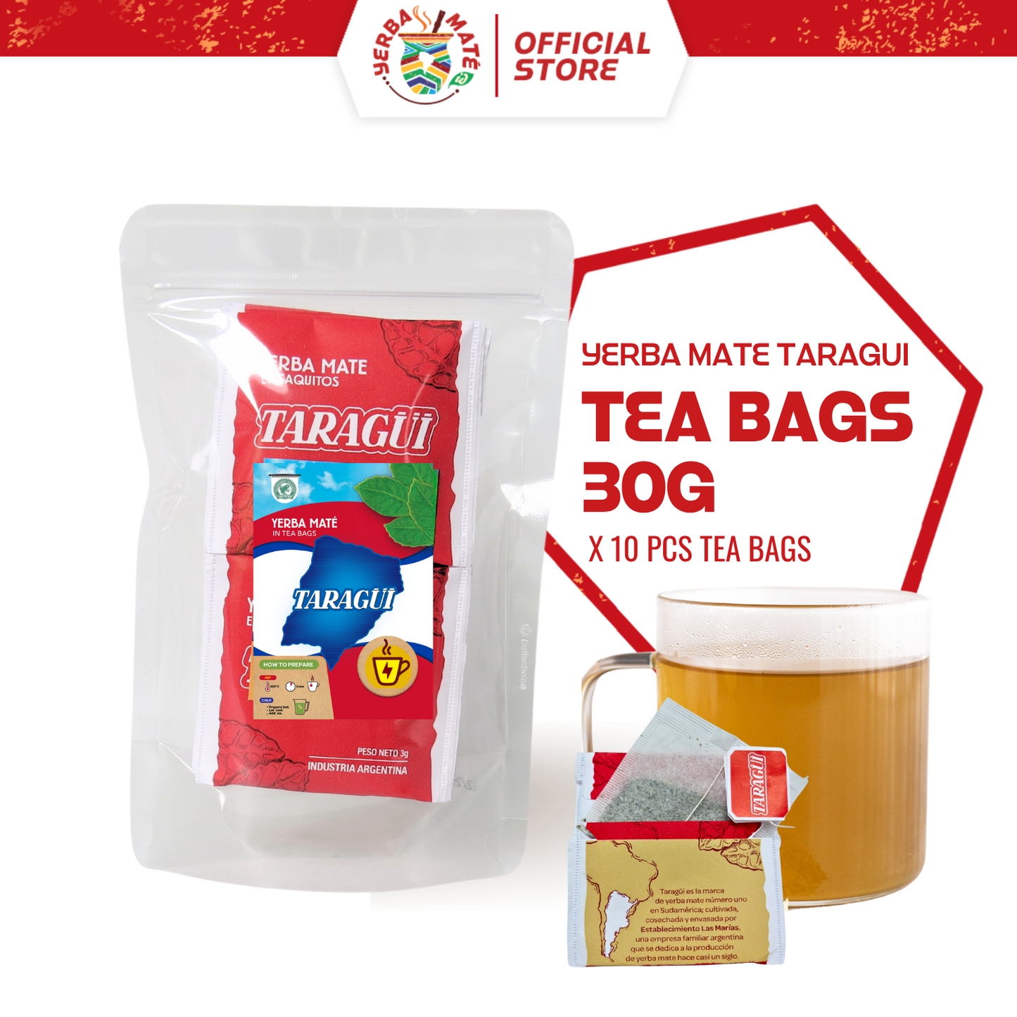 Taragui Yerba Mate Tea Bags | Teh Celup Botanikal Argentina 15g