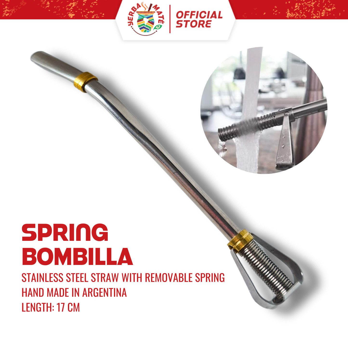 Yerba Mate Gourd (Glass & Leather) – 150ml | Stainless Steel Bombilla with Spring - Merah