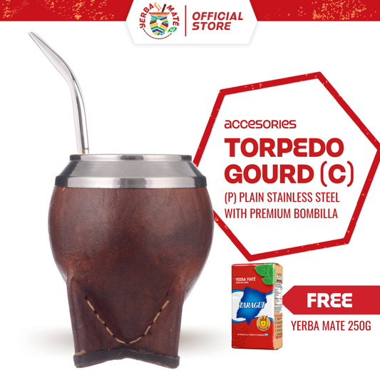 Yerba Mate Gourd Torpedo Basic | Silver Straw & Yerba Mate 250g