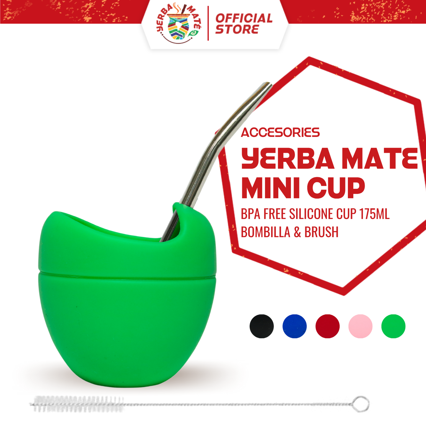 Silicone Yerba Mate Mini Cup with Bombilla Straw and Brush