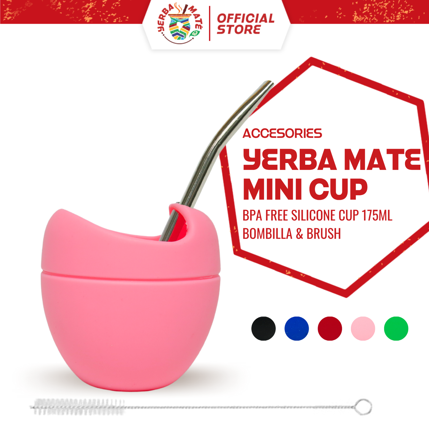 Silicone Yerba Mate Mini Cup with Bombilla Straw and Brush