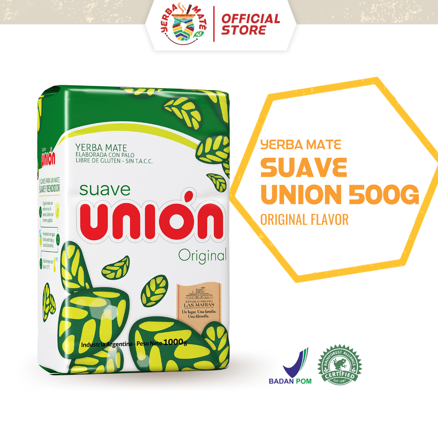 Union Suave Yerba Mate with stems 500g | Teh Botanikal Argentina
