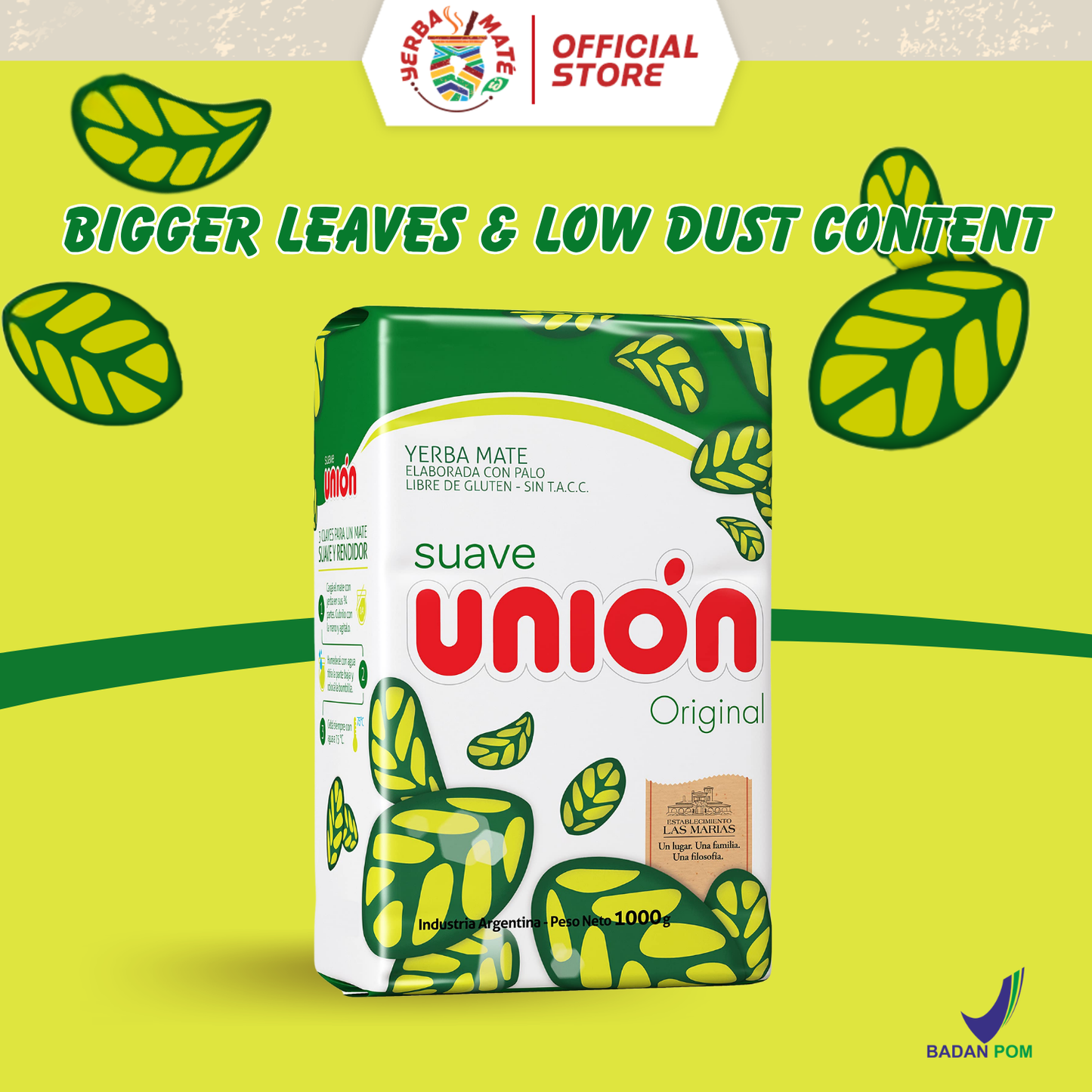 Union Suave Yerba Mate with stems 500g | Teh Botanikal Argentina