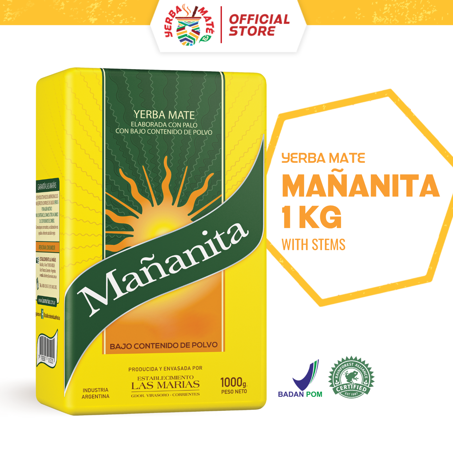 Mananita Yerba Mate with stems 1 kg | Teh Botanikal Argentina
