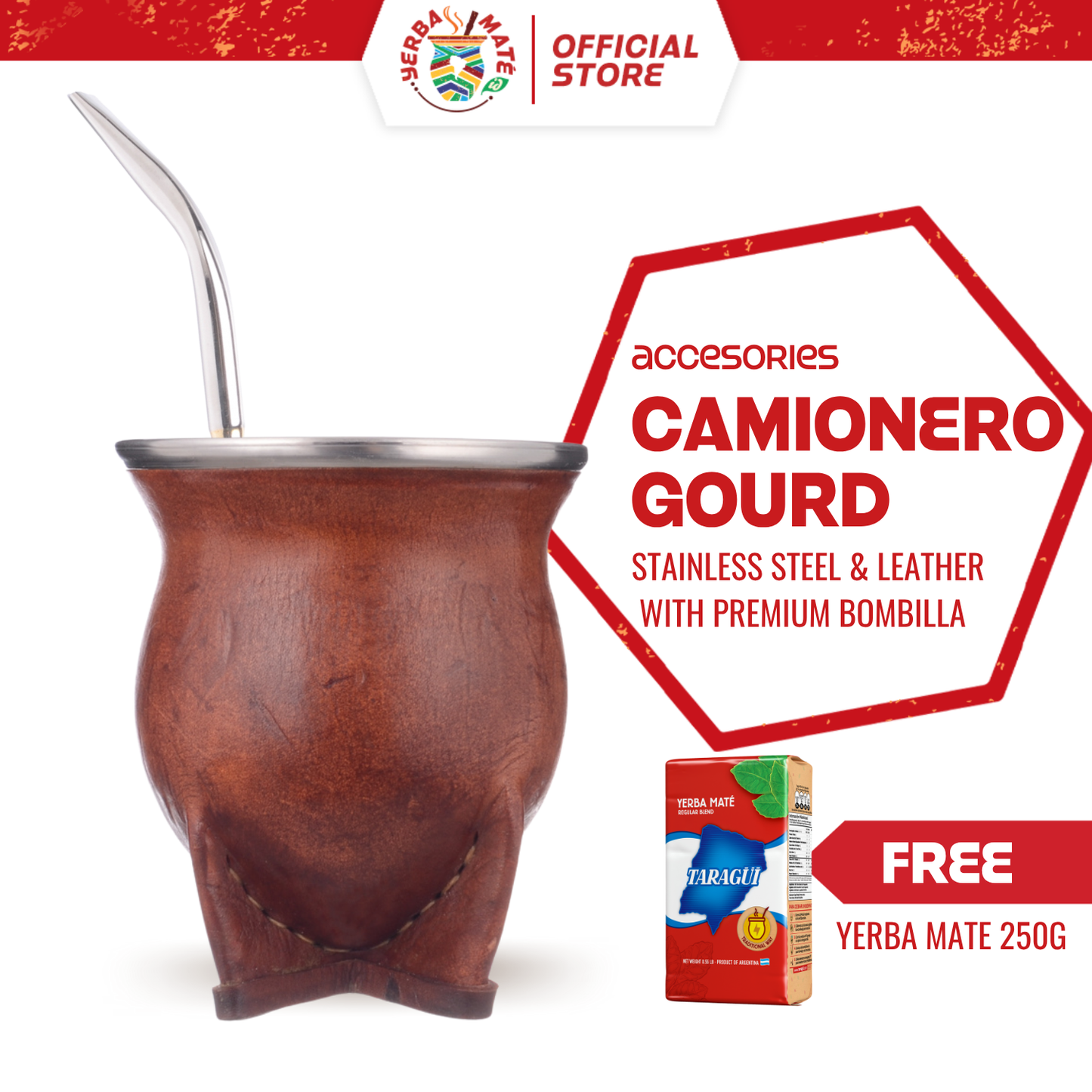 Yerba Mate Gourd Camionero Basic | Silver Straw & Yerba Mate 250g