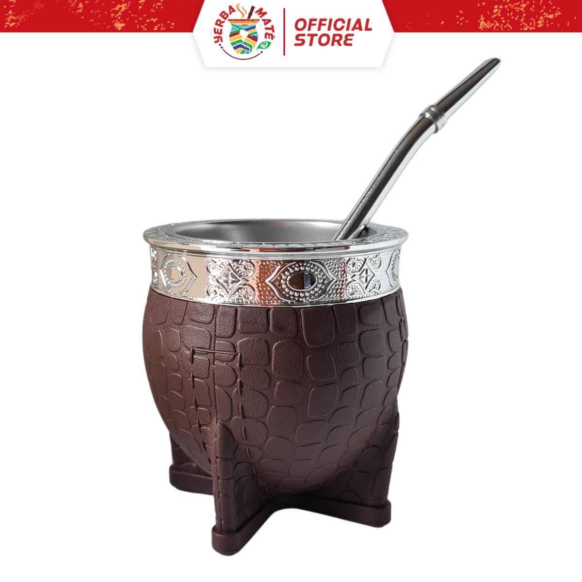 Yerba Mate Gourd Leather Pattern | Bombilla, Brush, dan Yerba Mate Taragui 250g