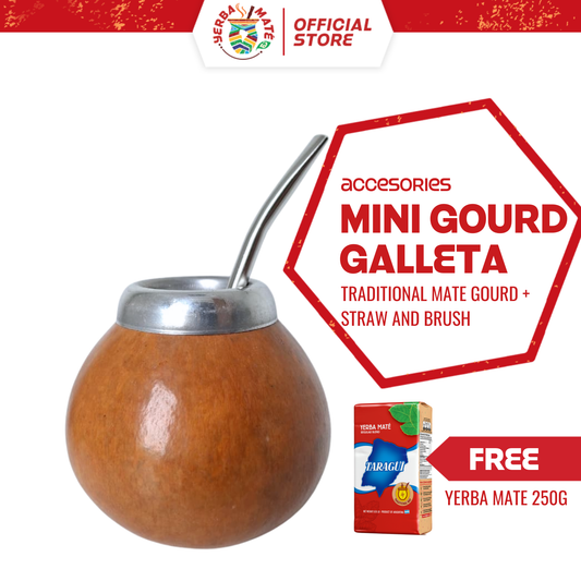 Mini Gourd Galleta | Calabash Alami (Labu) | Bombilla, Brush, dan Yerba Mate Taragui 250g - Honey