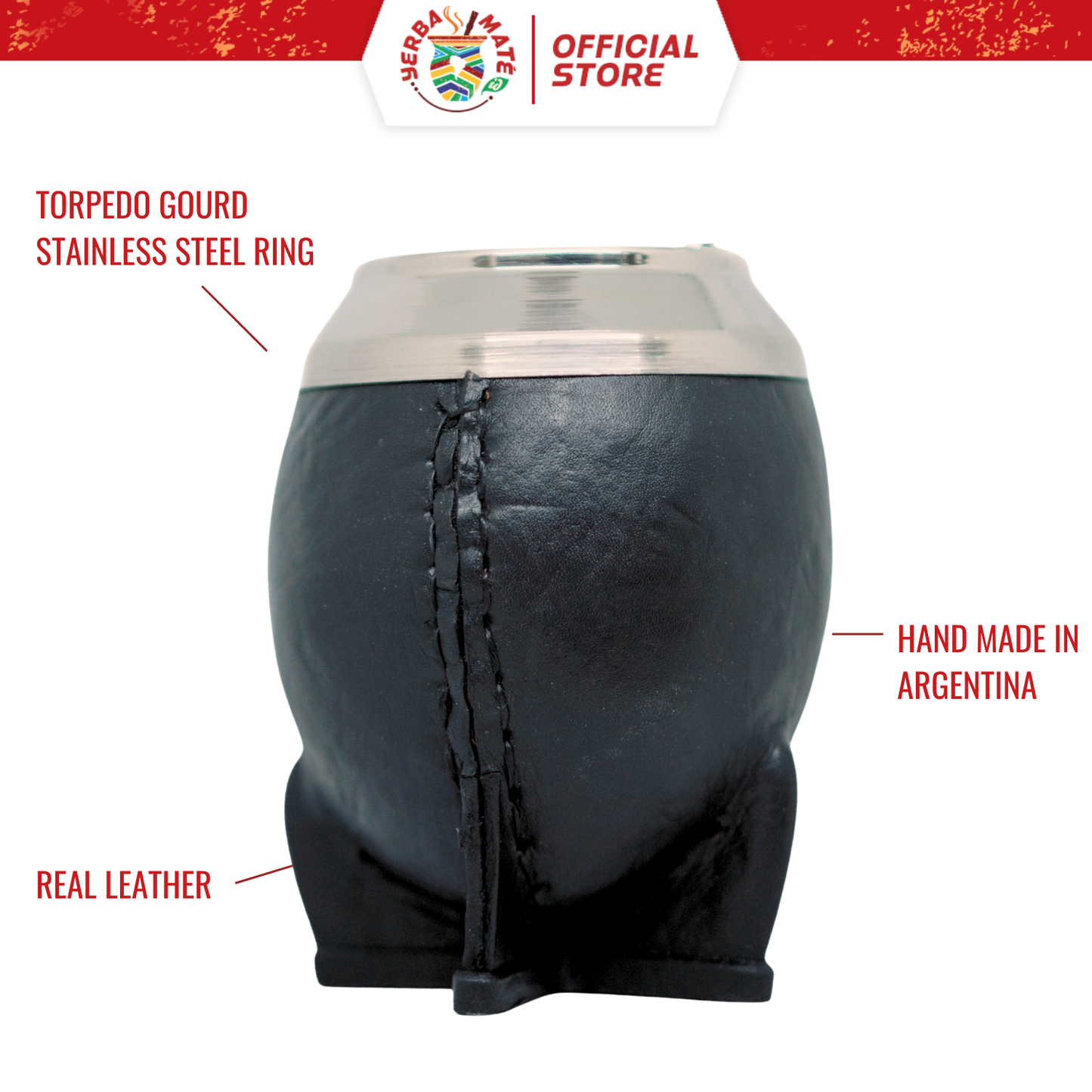Yerba Mate Gourd Torpedo Basic Black | Silver Straw & Yerba Mate 250g