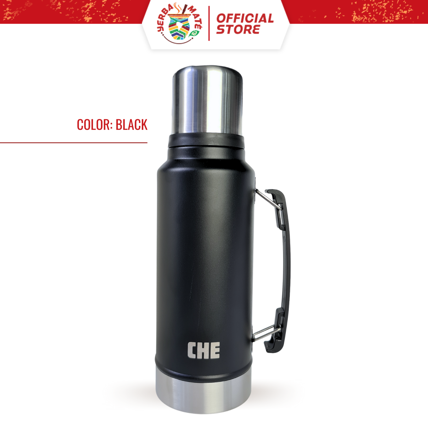 CHE Thermos Stainless Steel 1L | Yerba Mate Flask - Model Stanley, Black